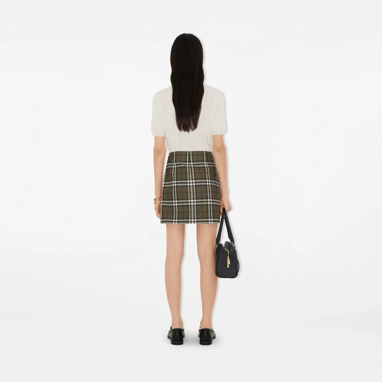Check Bonded Wool Trench Mini Skirt - Image 3