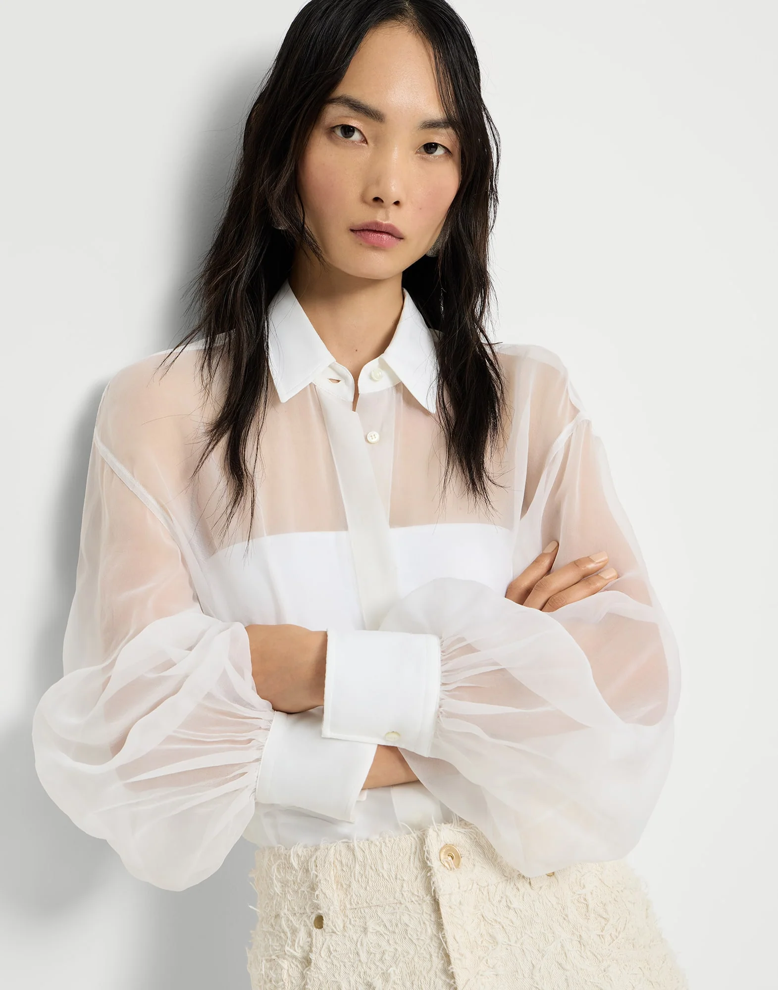 Crispy Silk Shirt With Monili - Image 3
