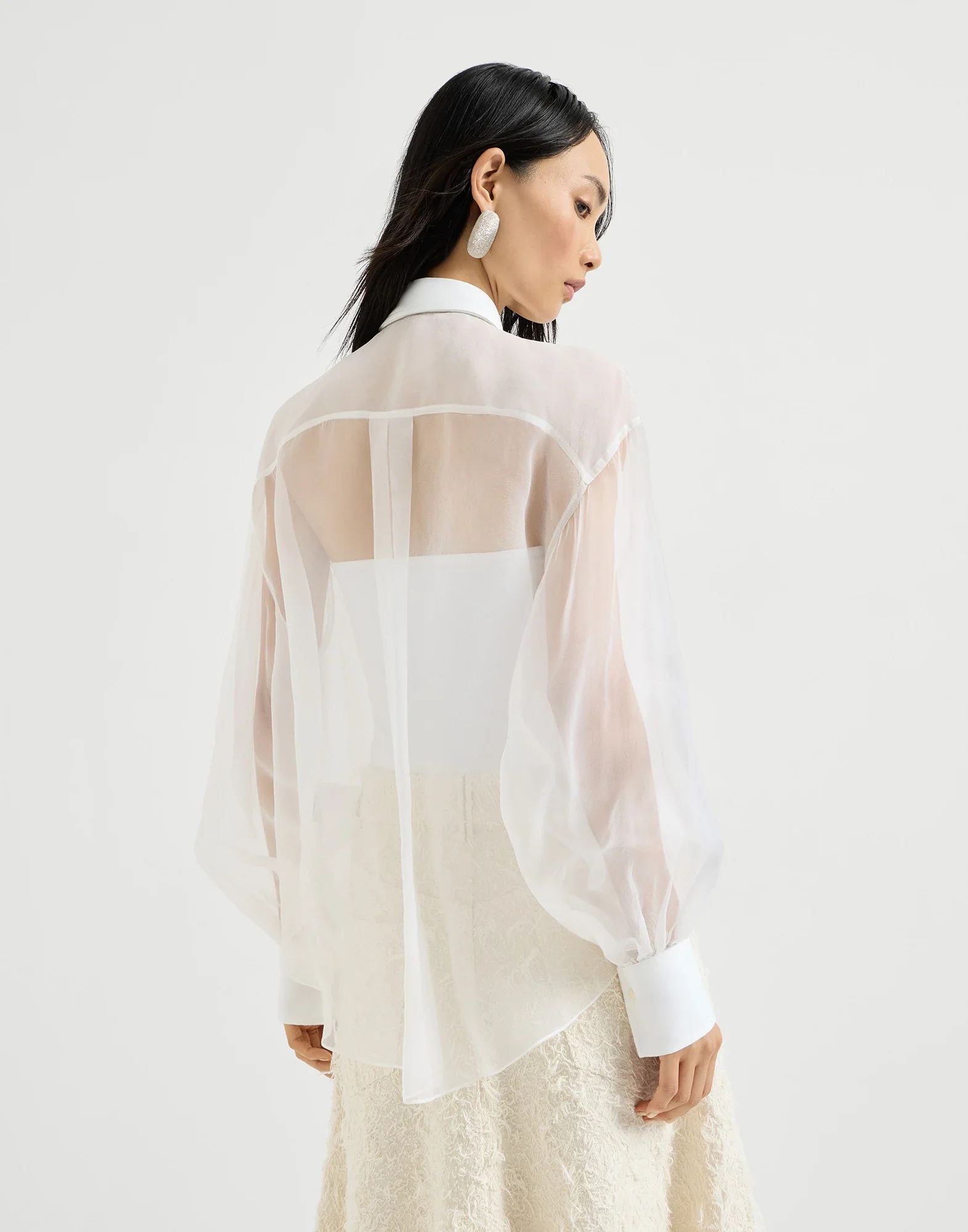 Crispy Silk Shirt With Monili - Image 4