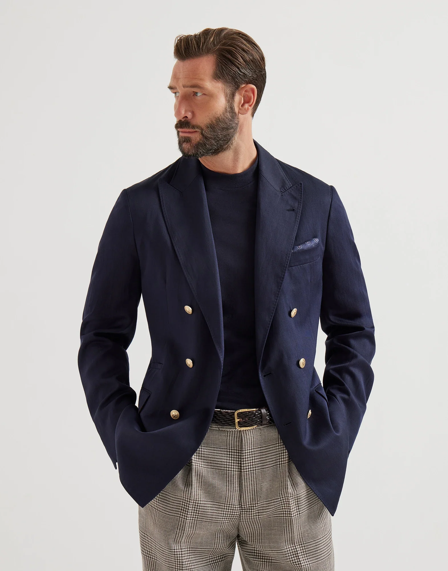 Délavé Silk And Linen Twill One-and-a-half Breasted Deconstructed Blazer With Metal Buttons - Image 3