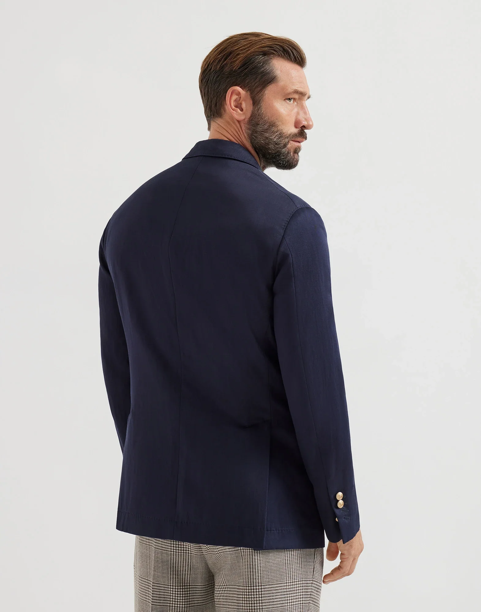 Délavé Silk And Linen Twill One-and-a-half Breasted Deconstructed Blazer With Metal Buttons - Image 4