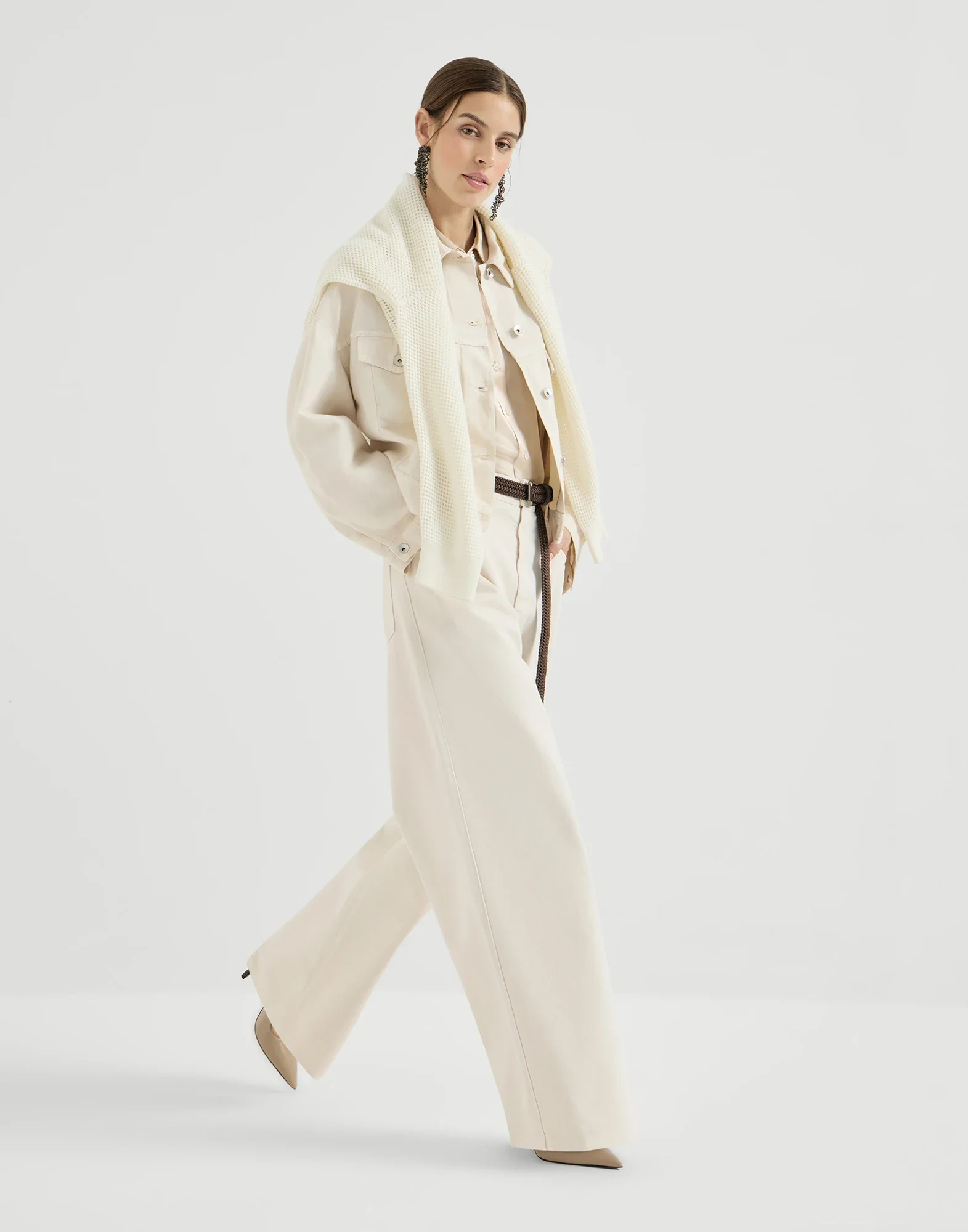 Dyed Denim Relaxed Trousers With Monili - Image 3