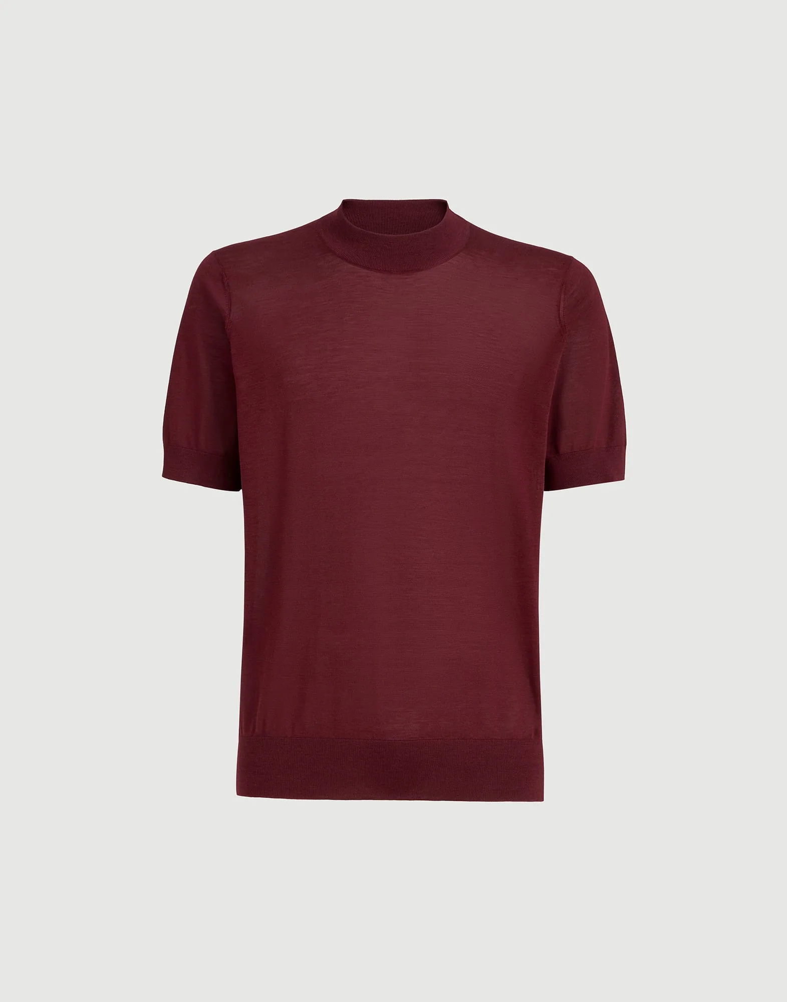 Lightweight Silk And Cotton Knit T-shirt With Mock Neck - Image 5