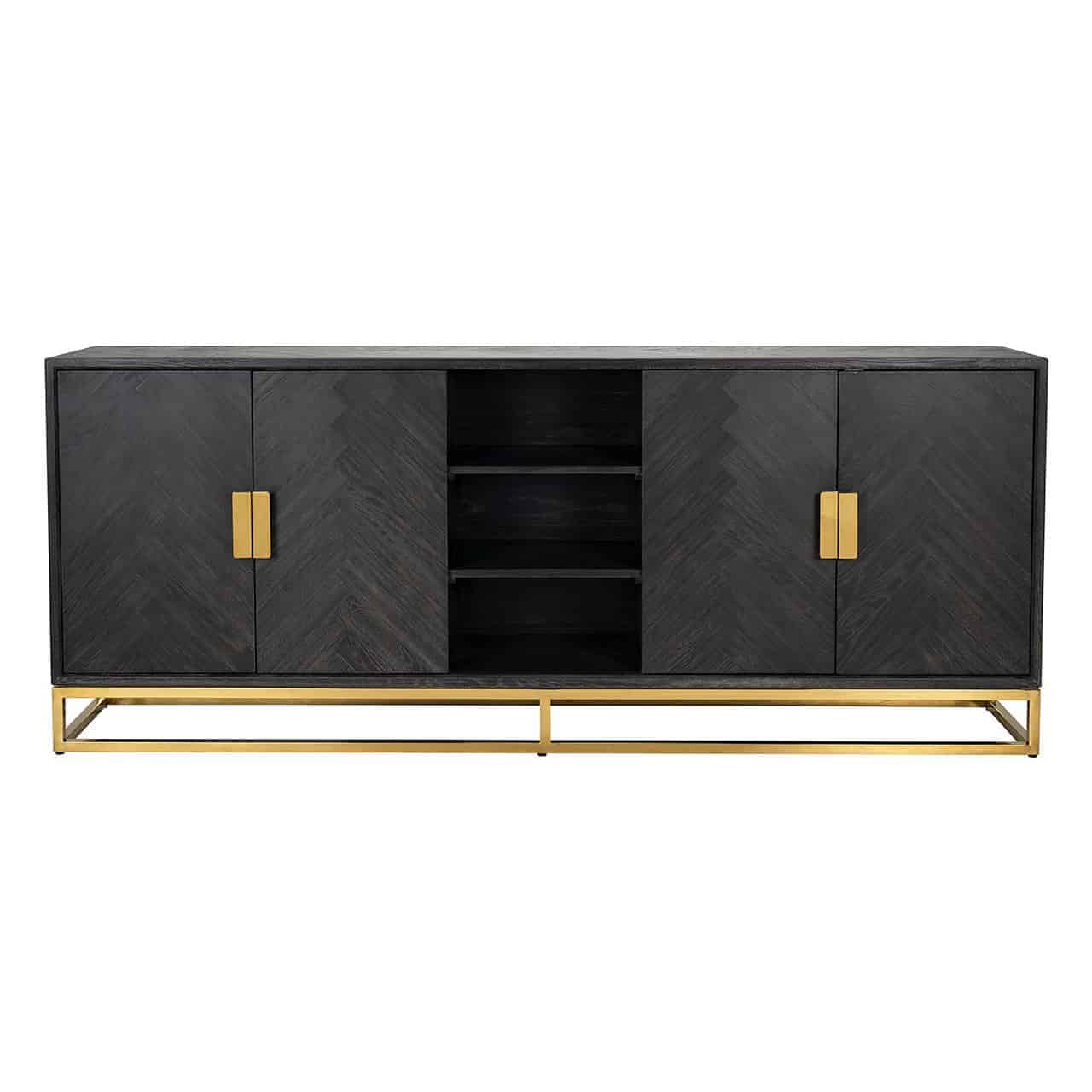 Sideboard Blackbone Gold 4-Doors + Open Compartment (Black rustic) - Image 4